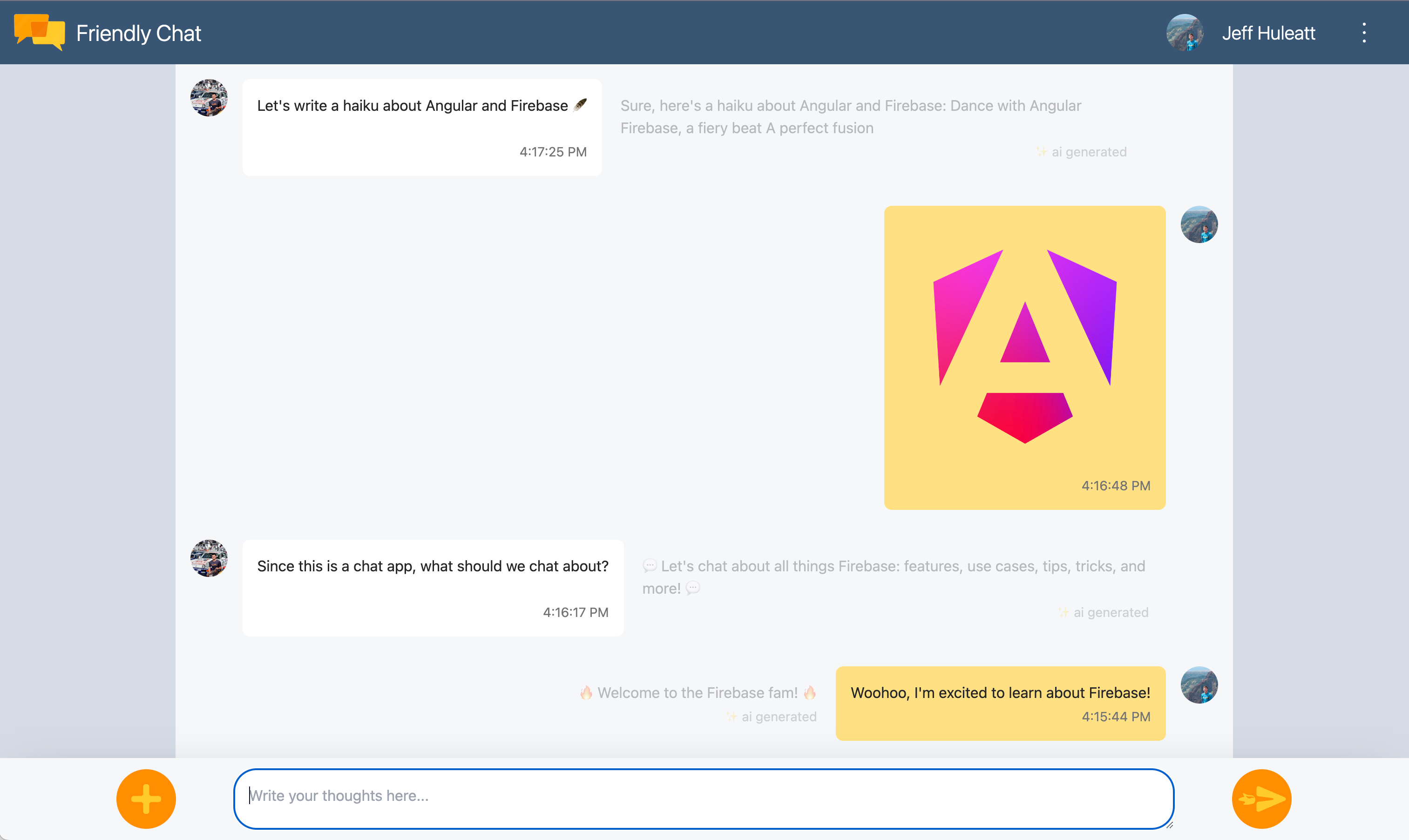 Una aplicación de chat en la que los usuarios hablan sobre Firebase