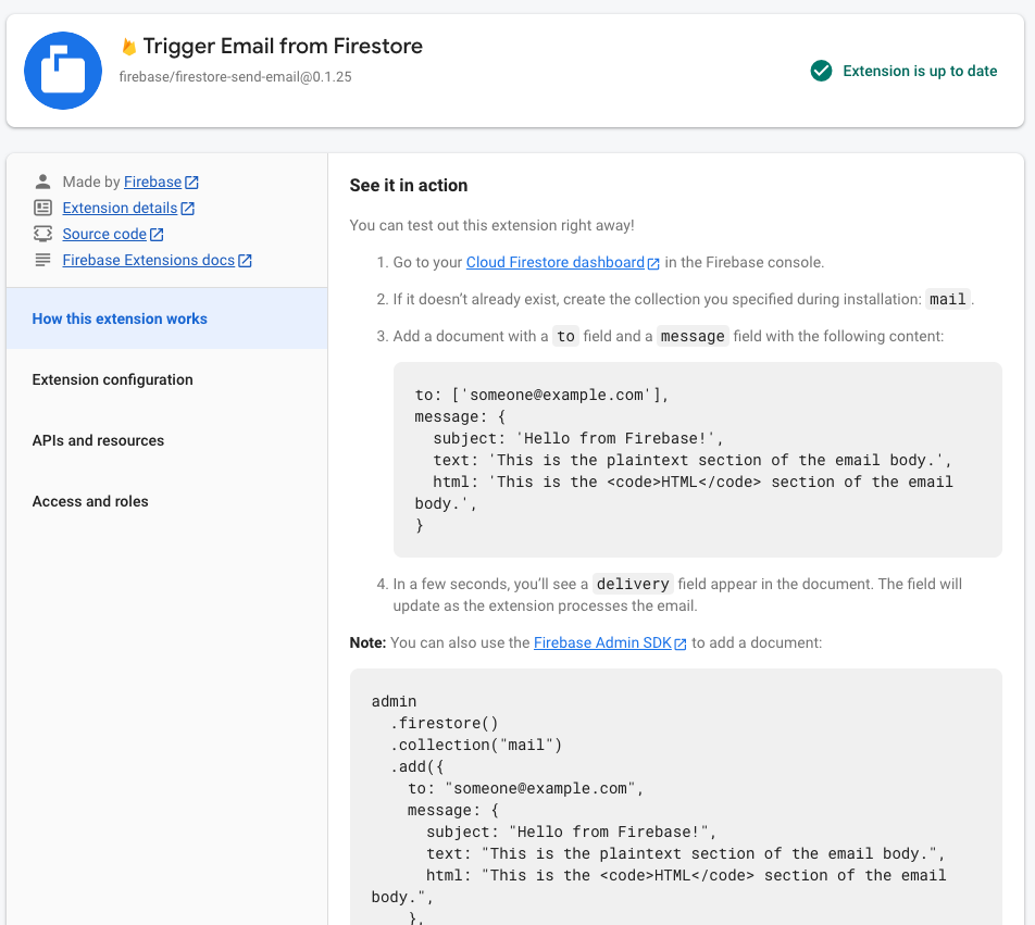 Imagem grande de conteúdo pós-instalação no console do Firebase