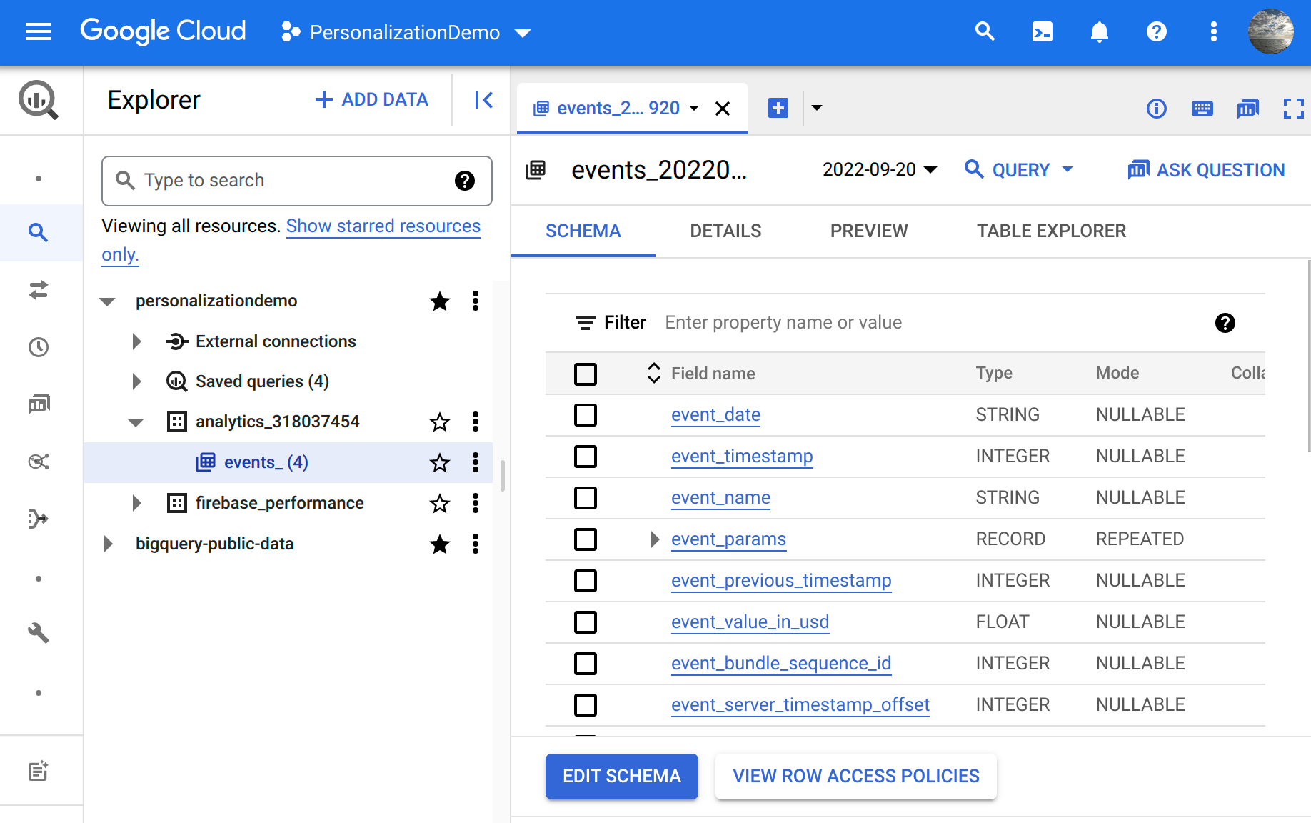 Accéder aux événements de personnalisation dans la console Cloud