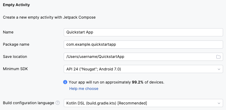 Android Studio“新建项目”对话框