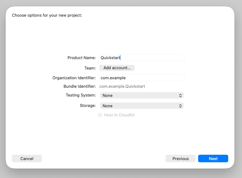 Xcode“新建项目”对话框